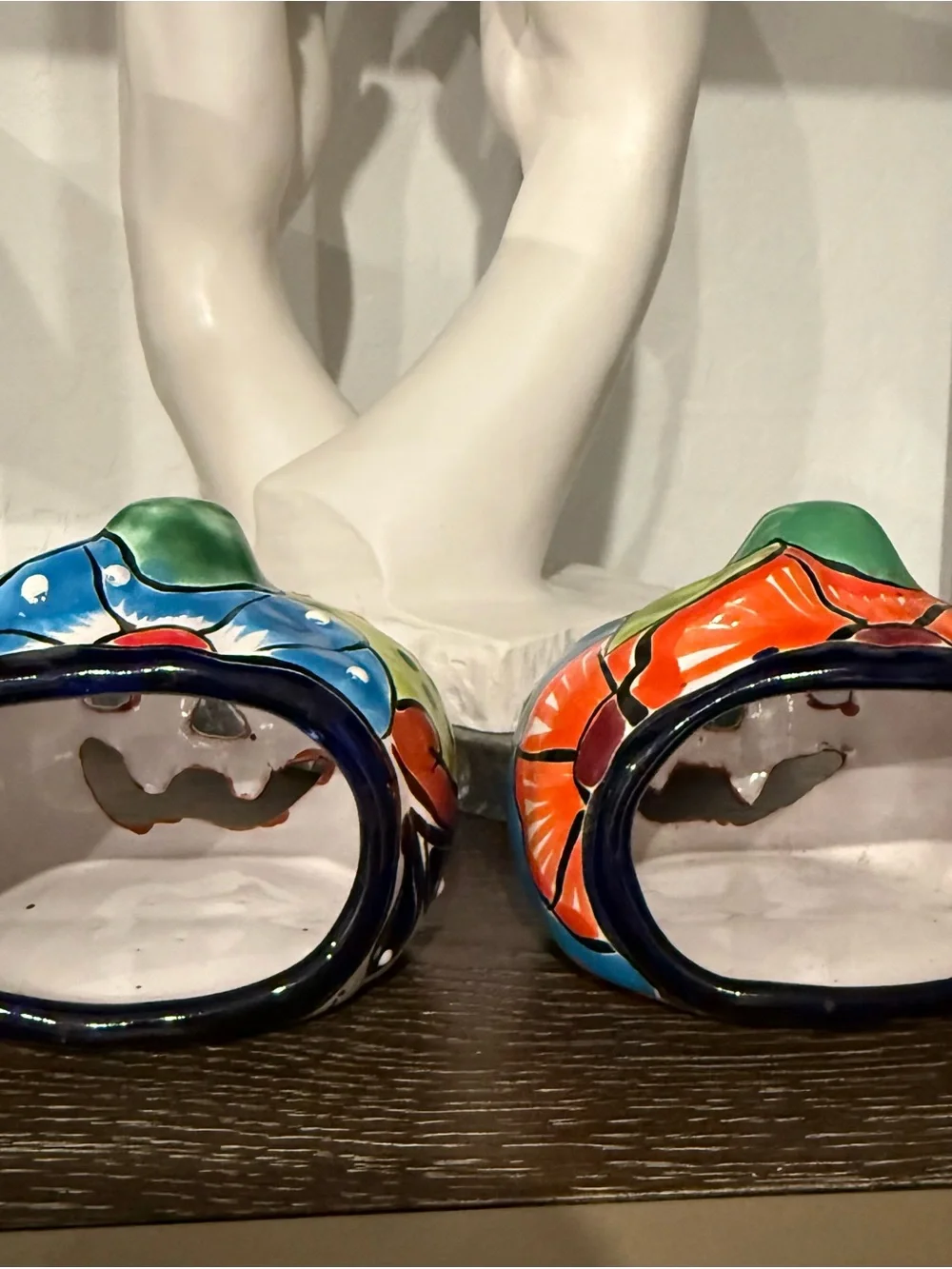 Authentic Talavera Hand-Painted 3.5” Ceramic Jack-O'-Lantern Pair